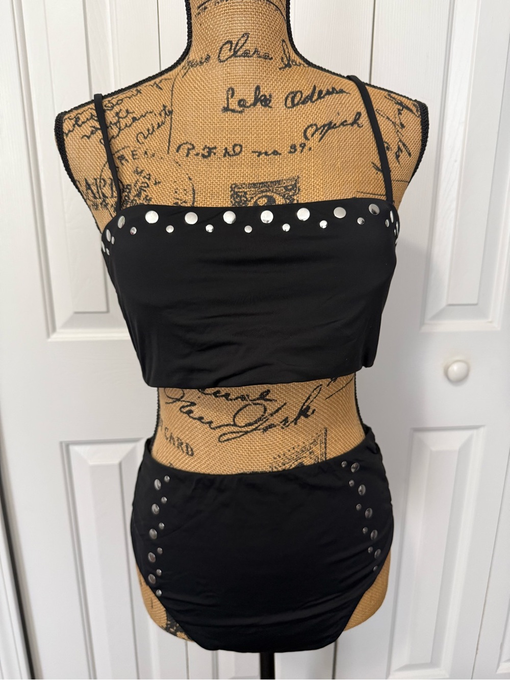 Bar III Black Bikini with Silver Stud Details